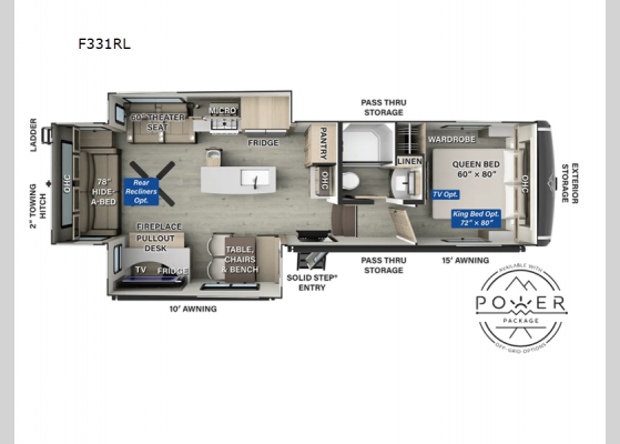 Floorplan - 2025 Flagstaff Classic F331RL Fifth Wheel