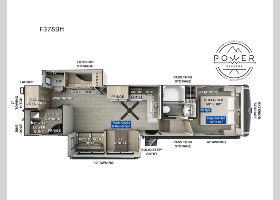 Floorplan - 2025 Flagstaff Classic F378BH Fifth Wheel