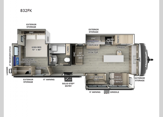 Floorplan - 2025 Flagstaff Classic 832FK Travel Trailer