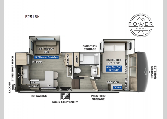 Floorplan - 2025 Flagstaff Classic F281RK Fifth Wheel