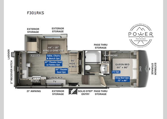 Floorplan - 2025 Flagstaff Classic F301RKS Fifth Wheel