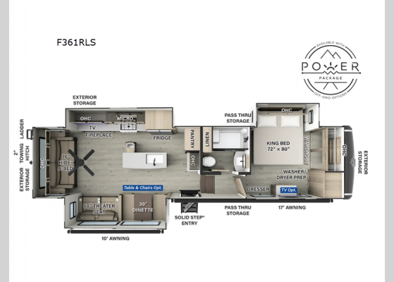 Floorplan - 2025 Flagstaff Classic F361RLS Fifth Wheel