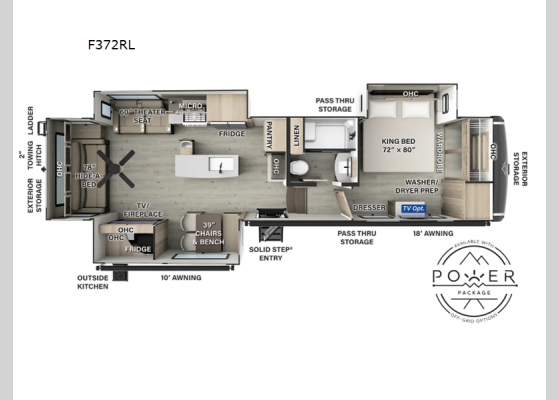 Floorplan - 2025 Flagstaff Classic F372RL Fifth Wheel