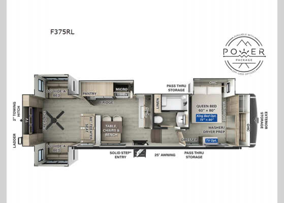 Floorplan - 2025 Flagstaff Classic F375RL Fifth Wheel