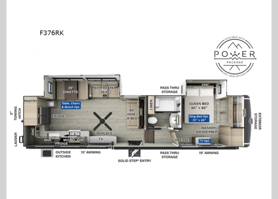 Floorplan - 2025 Flagstaff Classic F376RK Fifth Wheel