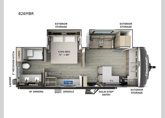 Floorplan - 2025 Flagstaff Classic 826MBR Travel Trailer