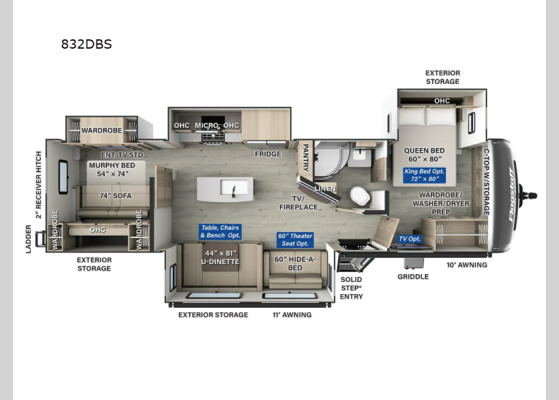 Floorplan - 2025 Flagstaff Classic 832DBS Travel Trailer