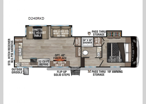 Floorplan - 2025 Durango Half-Ton D240RKD Fifth Wheel