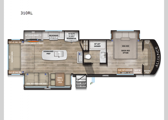 Floorplan - 2025 Paradigm 310RL Fifth Wheel