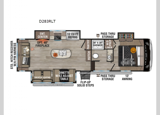 Floorplan - 2025 Durango Half-Ton D283RLT Fifth Wheel