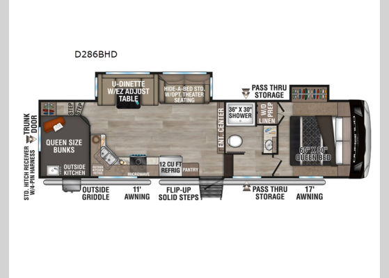 Floorplan - 2025 Durango Half-Ton D286BHD Fifth Wheel