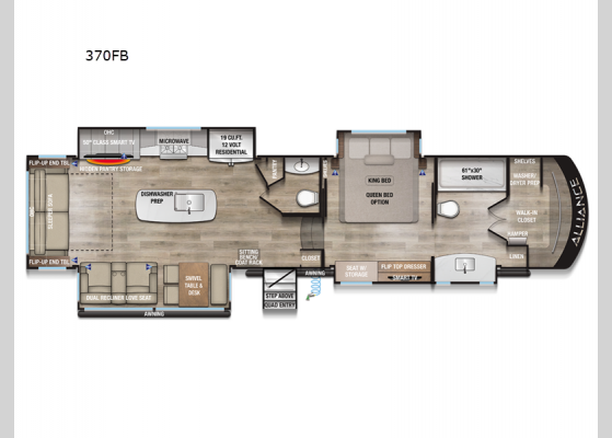 Floorplan - 2025 Paradigm 370FB Fifth Wheel