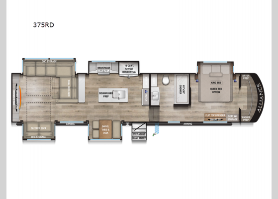 Floorplan - 2025 Paradigm 375RD Fifth Wheel