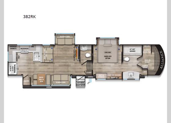 Floorplan - 2025 Paradigm 382RK Fifth Wheel