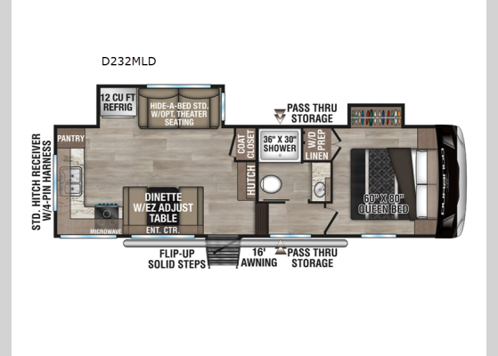 Floorplan - 2025 Durango Half-Ton D232MLD Fifth Wheel