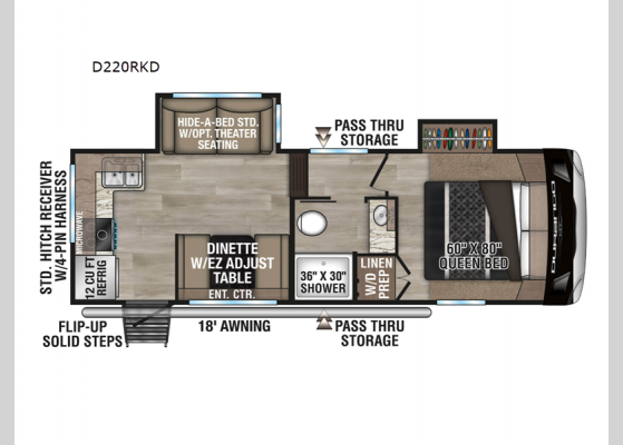 Floorplan - 2025 Durango Half-Ton D220RKD Fifth Wheel