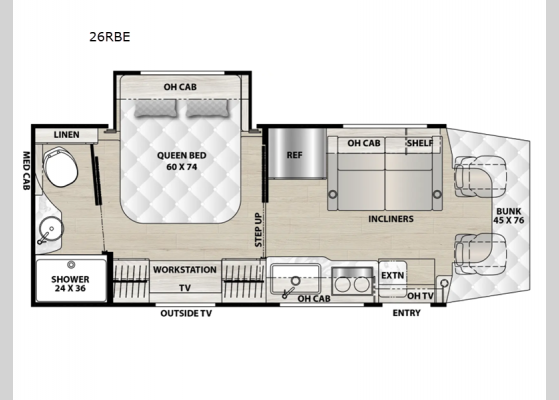 Floorplan - 2025 Prism Elite 26RBE Motor Home Class C - Diesel