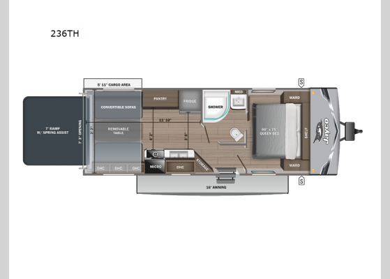 Floorplan - 2025 Jay Flight SLX 236TH Toy Hauler Travel Trailer