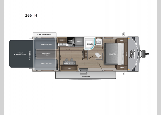 Floorplan - 2025 Jay Flight SLX 265TH Toy Hauler Travel Trailer