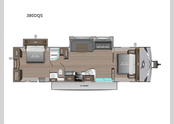 Floorplan - 2025 Jay Flight SLX 380DQS Travel Trailer