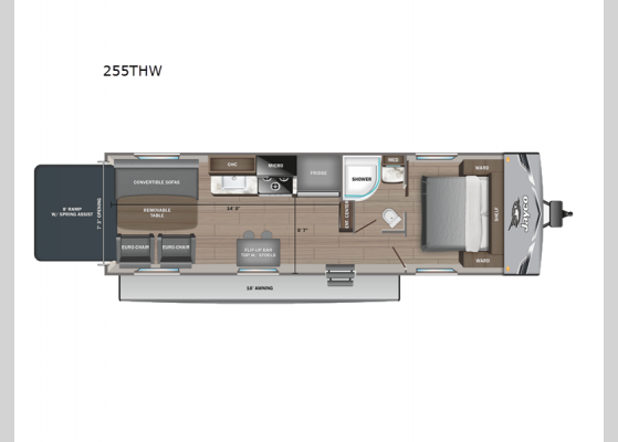 Floorplan - 2025 Jay Flight SLX 255THW Toy Hauler Travel Trailer