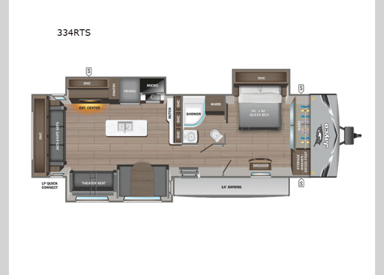 Floorplan - 2025 Jay Flight SLX 334RTS Travel Trailer