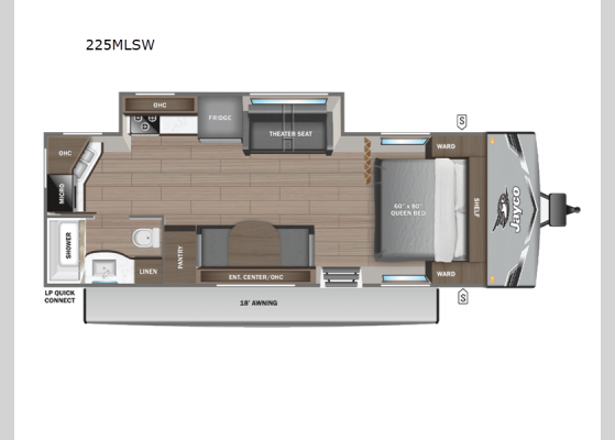 Floorplan - 2025 Jay Flight SLX 225MLSW Travel Trailer