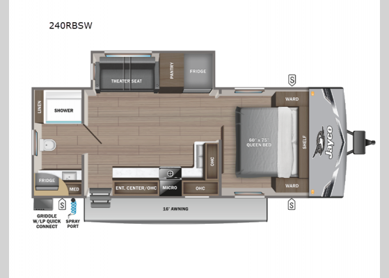 Floorplan - 2025 Jay Flight SLX 240RBSW Travel Trailer