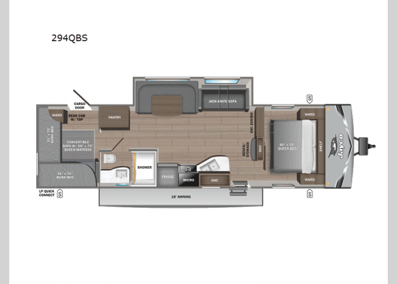 Floorplan - 2025 Jay Flight SLX 294QBS Travel Trailer