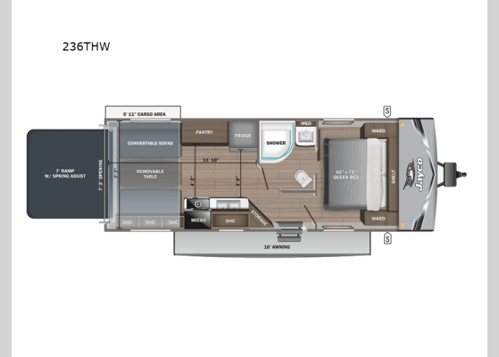 Floorplan - 2025 Jay Flight SLX 236THW Toy Hauler Travel Trailer