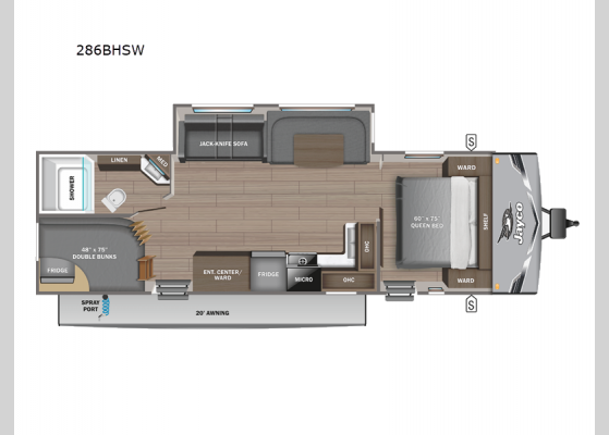 Floorplan - 2025 Jay Flight SLX 286BHSW Travel Trailer