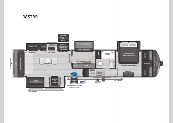 Floorplan - 2025 Montana 3857BR Fifth Wheel