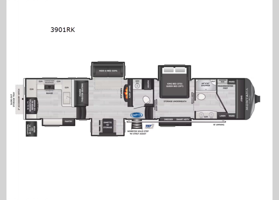 Floorplan - 2025 Montana 3901RK Fifth Wheel