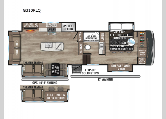 Floorplan - 2024 Durango Gold G310RLQ Fifth Wheel