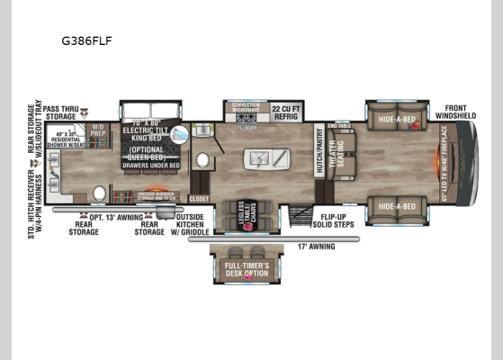 Floorplan - 2024 Durango Gold G386FLF Fifth Wheel