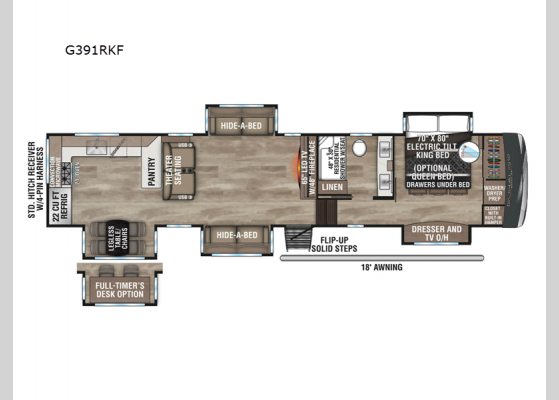 Floorplan - 2024 Durango Gold G391RKF Fifth Wheel