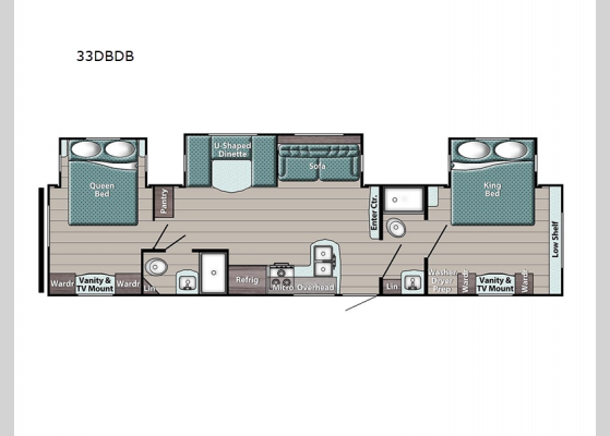 Floorplan - 2024 Trailmaster 33DBDB Travel Trailer