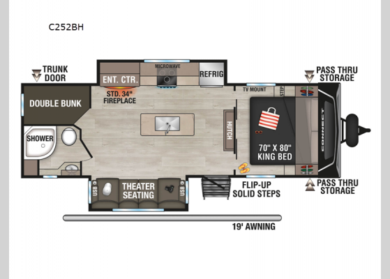 Floorplan - 2025 Connect C252BH Travel Trailer