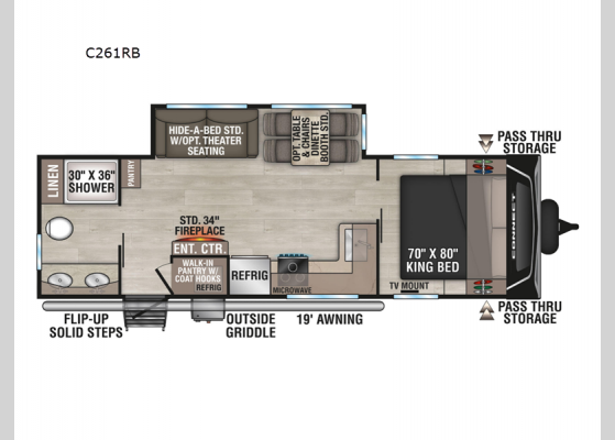 Floorplan - 2025 Connect C261RB Travel Trailer