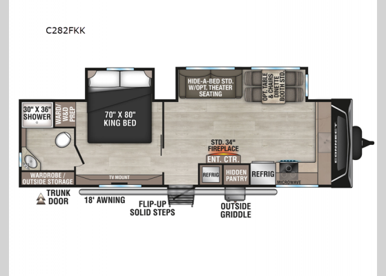 Floorplan - 2025 Connect C282FKK Travel Trailer