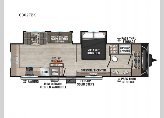 Floorplan - 2025 Connect C302FBK Travel Trailer