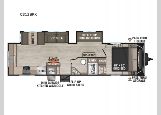 Floorplan - 2025 Connect C312BRK Travel Trailer