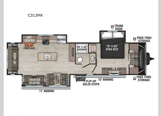 Floorplan - 2025 Connect C313MK Travel Trailer