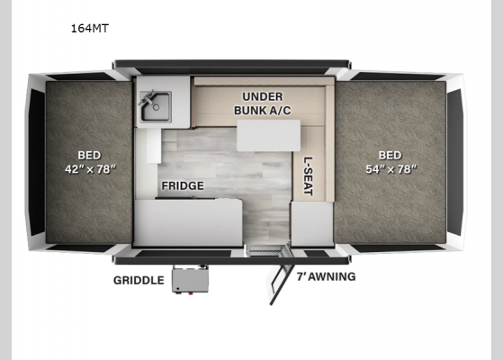 Floorplan - 2025 Flagstaff MAC Series 164MT Folding Pop-Up Camper