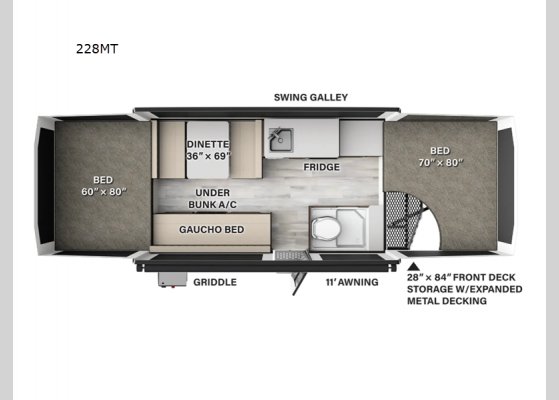 Floorplan - 2025 Flagstaff MAC Series 228MT Folding Pop-Up Camper