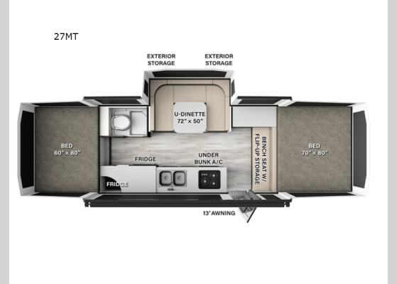 Floorplan - 2025 Flagstaff MAC Series 27MT Folding Pop-Up Camper