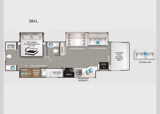 Floorplan - 2025 Inception 38XL Motor Home Super C - Diesel