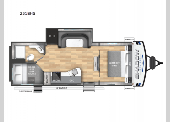 Floorplan - 2025 Shadow Cruiser 251BHS Travel Trailer