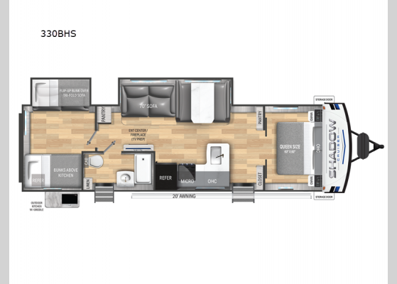 Floorplan - 2025 Shadow Cruiser 330BHS Travel Trailer