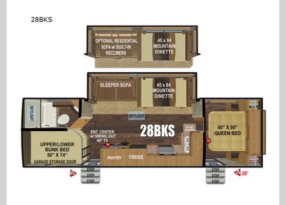 Floorplan - 2025 Timber Ridge Mountain Series 28BKS Travel Trailer